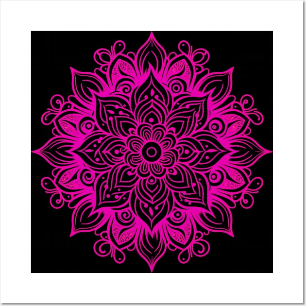 Pink Mandala Design Wall Art by AI Art Originals